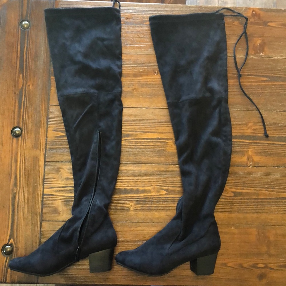 over the knee high black boots